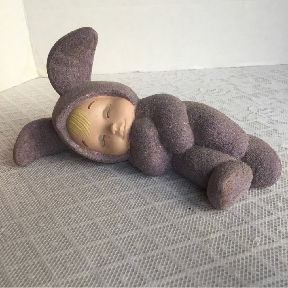 Ceramic Purple Baby in a Bunny Costume